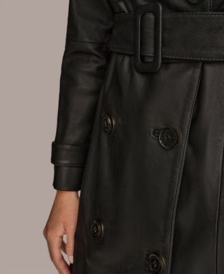 Women's Belted Leather Trench Coat
