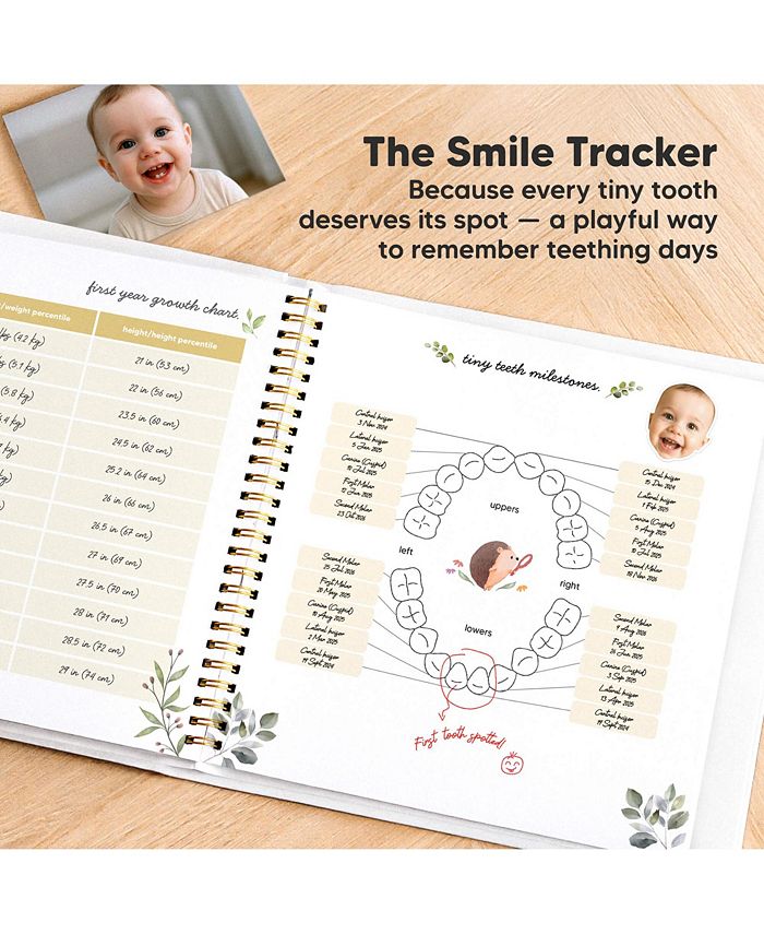 KeaBabies Baby Muse Memory Book Keepsake for Girl, Boy, First 5 Year Journal Milestone Book, 100 Beautiful Pages - White