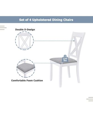 5-Piece Rustic Dining Table Set for Small Spaces, Wood Kitchen Table with 4 X-Back Chairs, White and Walnut Finish