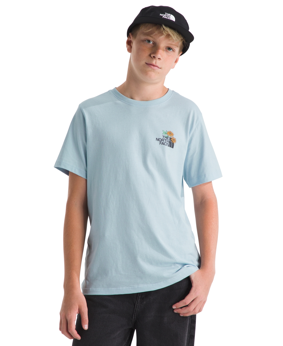 The North Face Boys And Girls 6-16 Floral Logo Short-sleeve T-shirt In Blue