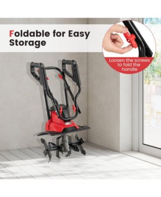 Ironmax Corded Electric Tiller Cultivator, 10 Amp Powerful Foldable Garden Rototiller