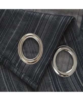 Erica Doily Stripe Grommet Panel Pair - 54x90", Black