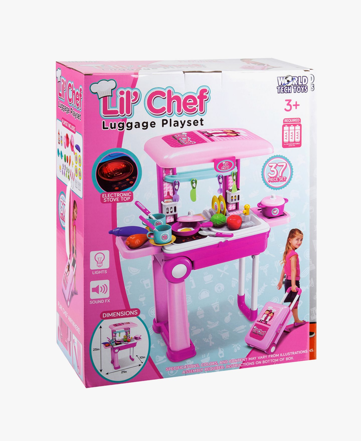 Детский игровой набор World Tech Toys Lil' Chef Mobile Suitcase 37-Piece Cooking Playset, Ages 3+ — фото 5