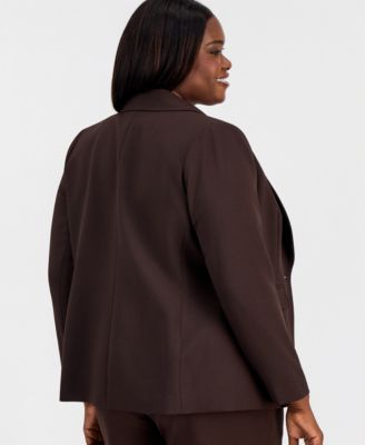 Plus Size One-Button Long-Sleeve Blazer