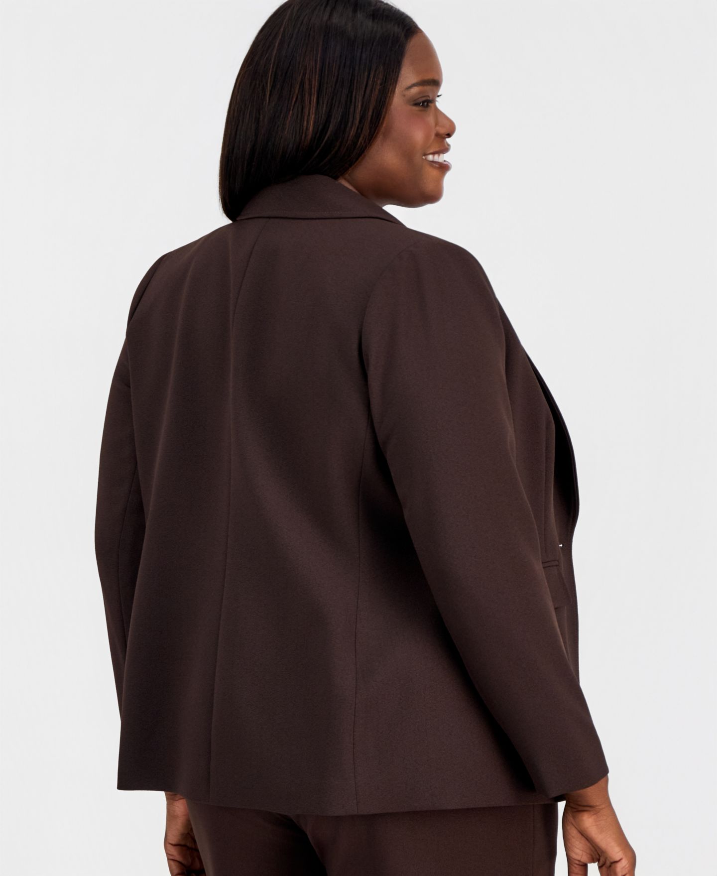 Женский пиджак Tahari ASL Plus Size One-Button Long-Sleeve Blazer, цвет: Тёмно-коричневый — фото 4