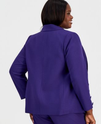 Plus Size One-Button Long-Sleeve Blazer