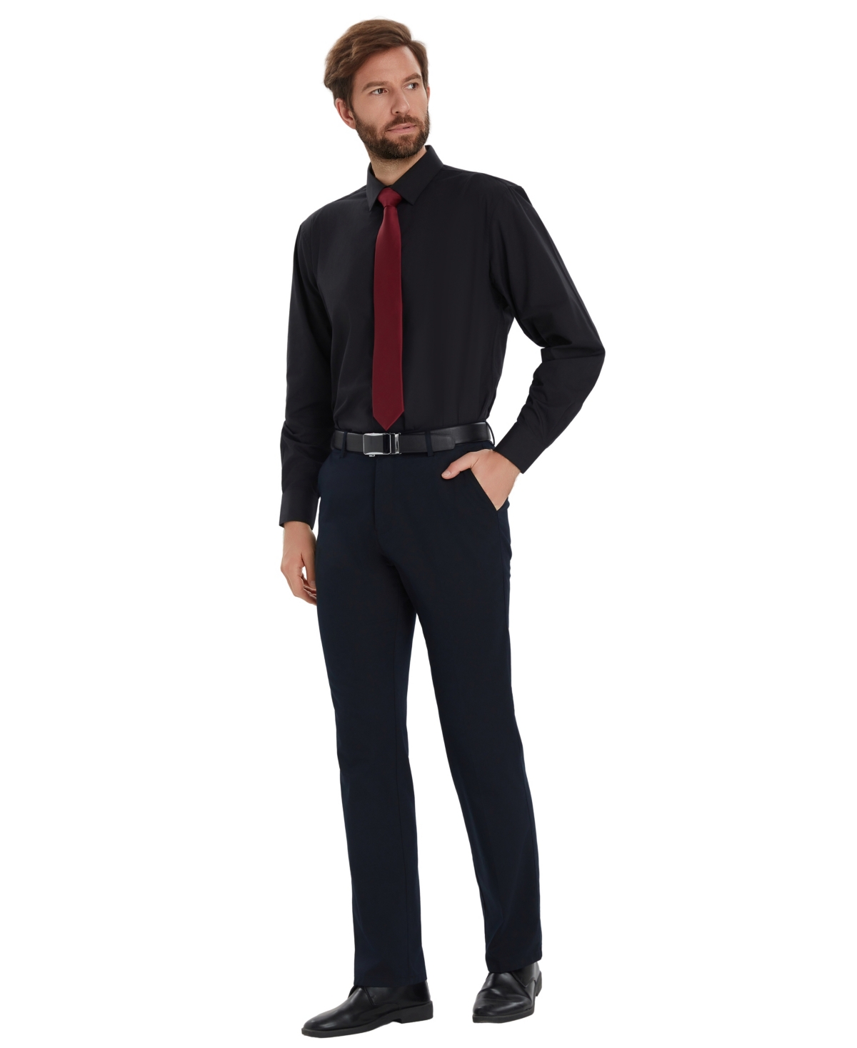 Alfani Men's Promo Solid Regular-fit Spread Collar Dress Shirt, Macy's Exclusive In Black