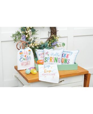 Easter "Bunny Buns" Embroidered Small/Petite Spring Themed Accent Pillow, 10" x 10"