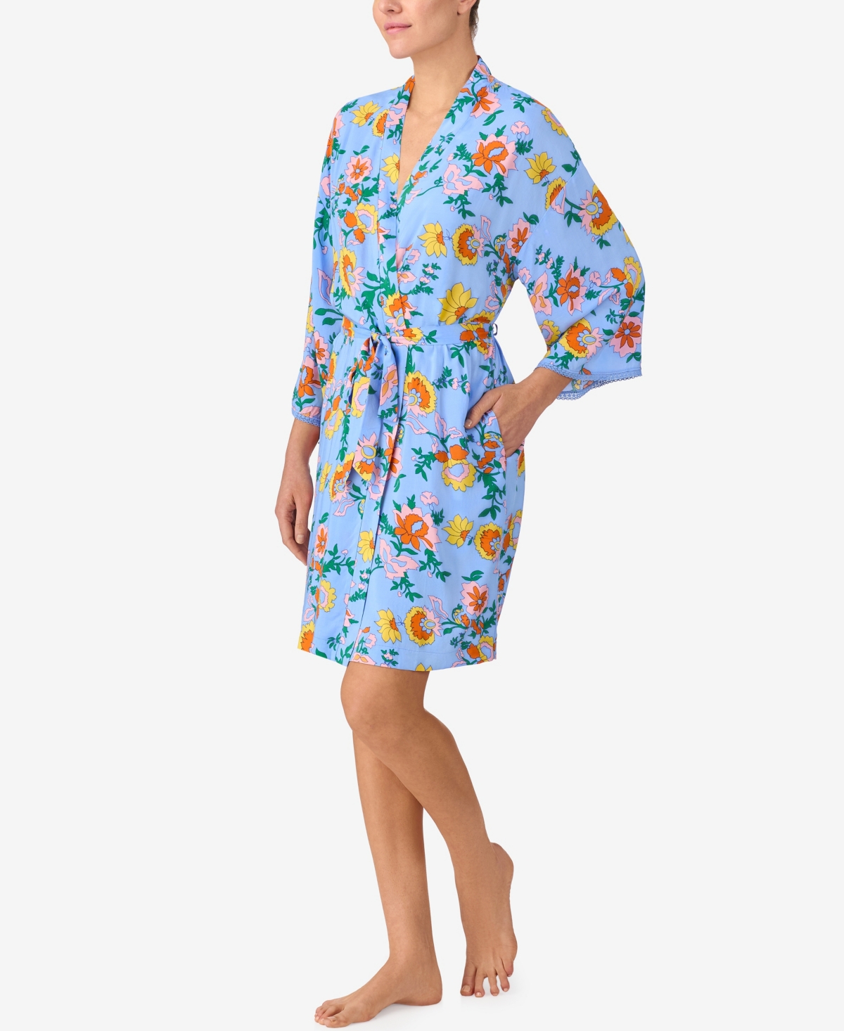 Sanctuary Women's Wrap Around Long-sleeve Short Robe In Multi