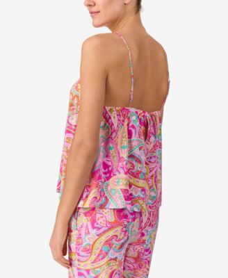 Women's Sleeveless Crop Tank Top & Long Pant Pajama, 2-Piece Set