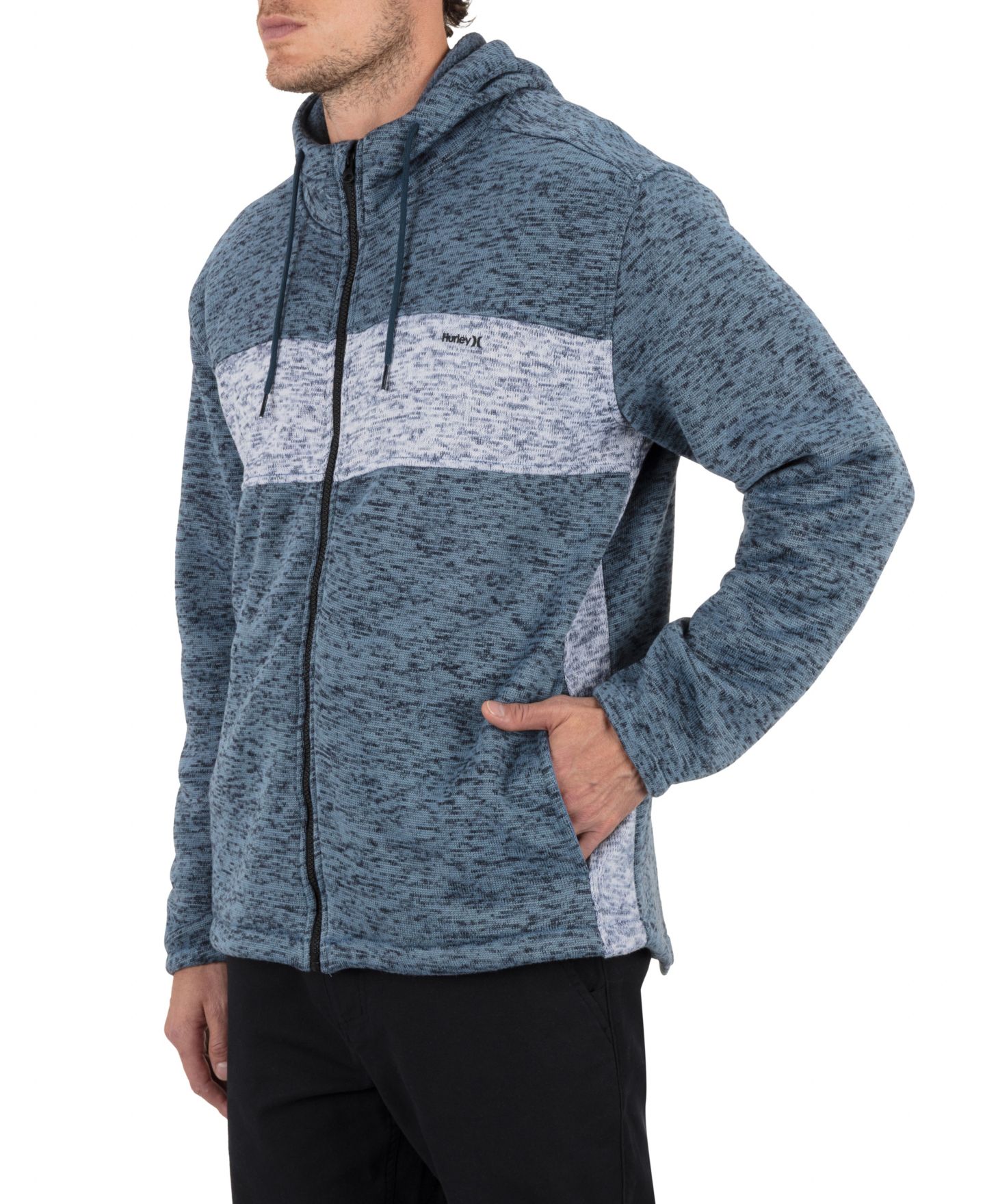 Мужское худи Hurley Saddleback Full-Zip, цвет: Меланжевый синий — фото 2