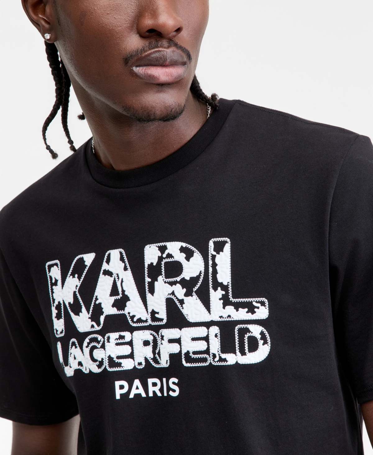 Karl Lagerfeld Paris Men's Foam Textured Logo T-Shirt