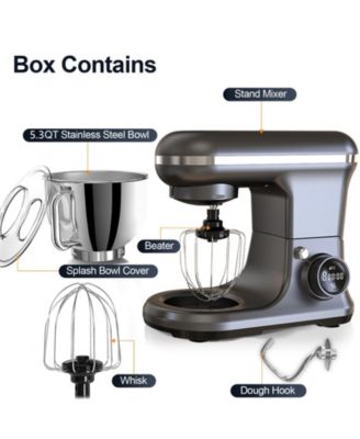 5.3 Qt Digital Display Stand Mixer 8 Speed with Egg Whisk, Dough Hook & Flat Beater