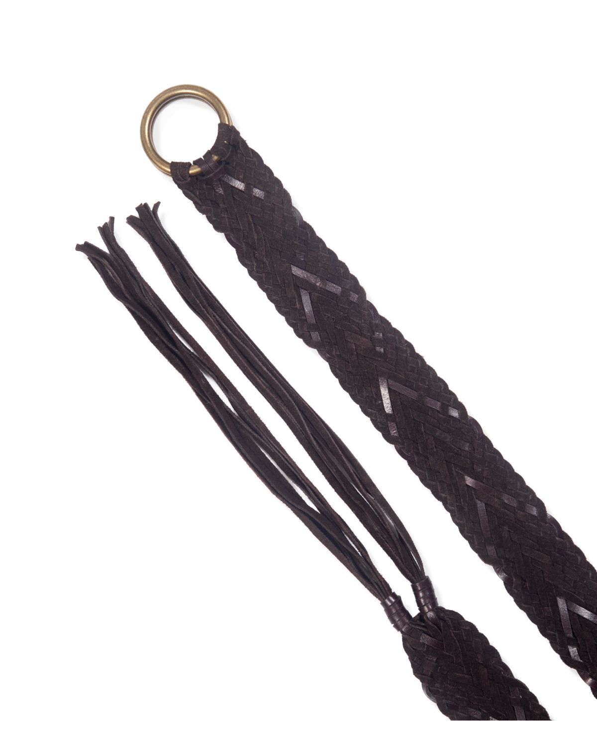 Frye Women's 40mm Woven Fringe Belt In Brown