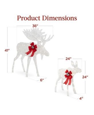 2-Piece Moose Family Lighted Christmas Yard D&eacute;cor Set w/ 170 LED Lights, Stakes, Zip Ties