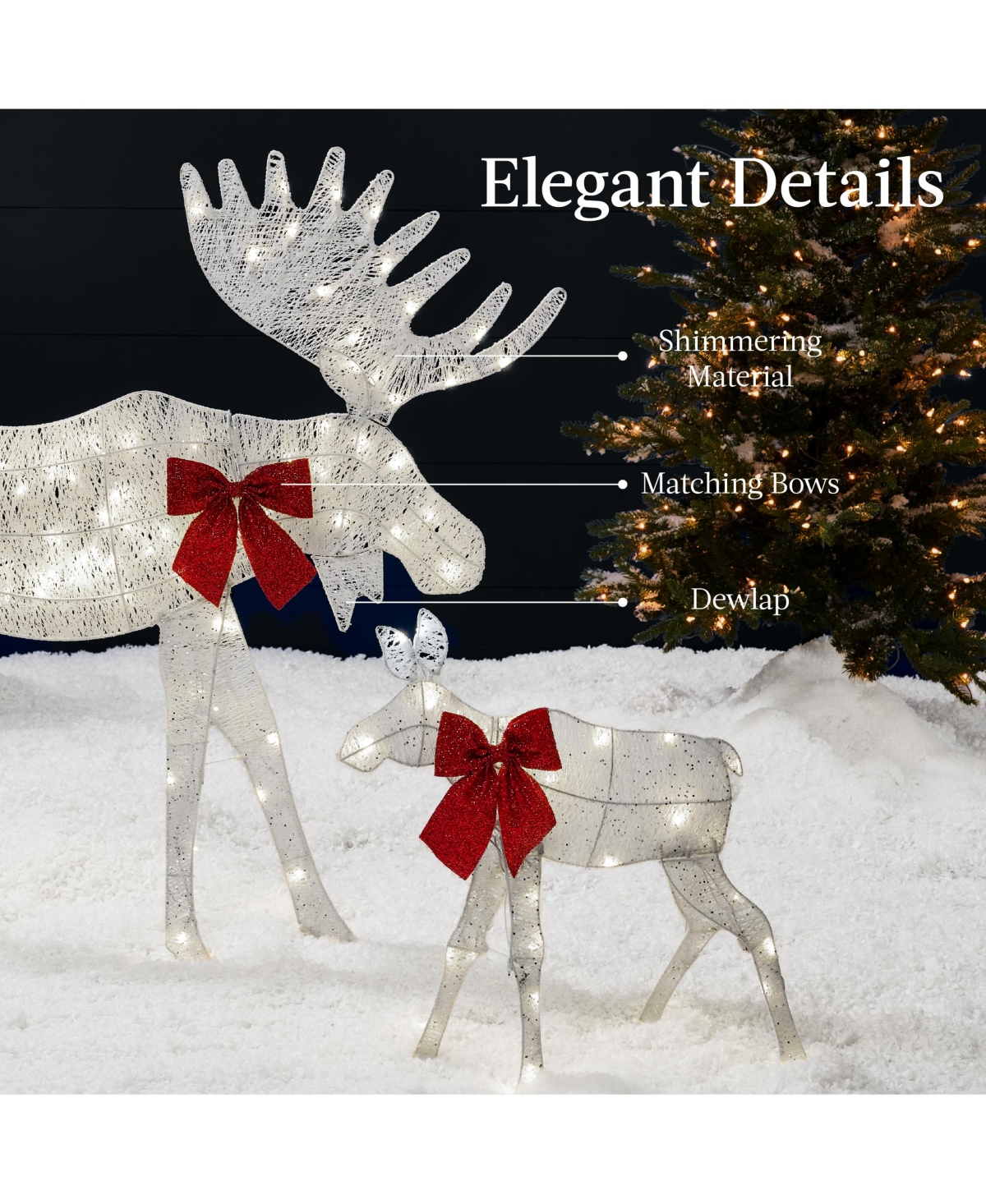 Best Choice Products 4ft 2-Piece Lighted 2D Christmas Moose Set Outdoor Decor w/ 125 Led Lights