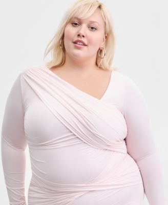 Trendy Plus Size Asymmetrical-Neck Midi Dress, Macy's Exclusive