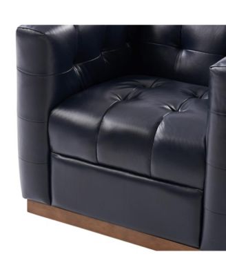 1 Count Gabriel Mid-Certury Modern Genuine Leather Swivel Club Chair