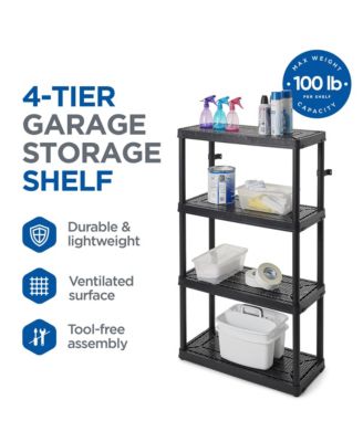 4 Shelf Tier Medium Resin Indoor and Garage Storage Shelf