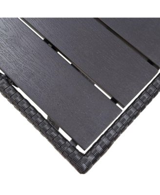 Garden Table Black PE rattan, PS board, powder-coated steel Medium