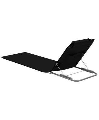 Beach Chair Set of 2 Black Polyester fabric and steel frame Large