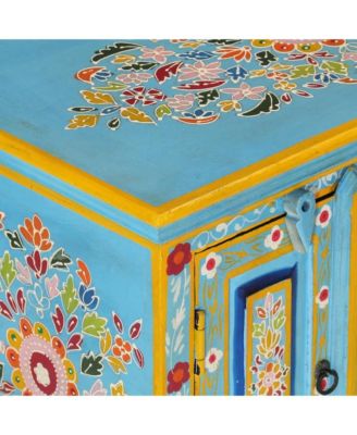 TV Cabinet Blue Solid Mango Wood Medium TV Cabinet Rectangular