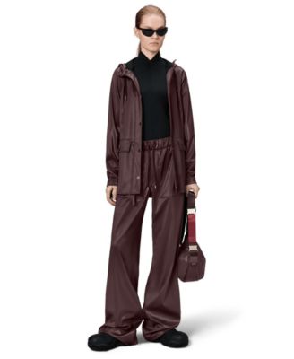 Women's Tie-Waist Snap-Front Hooded Rain Coat