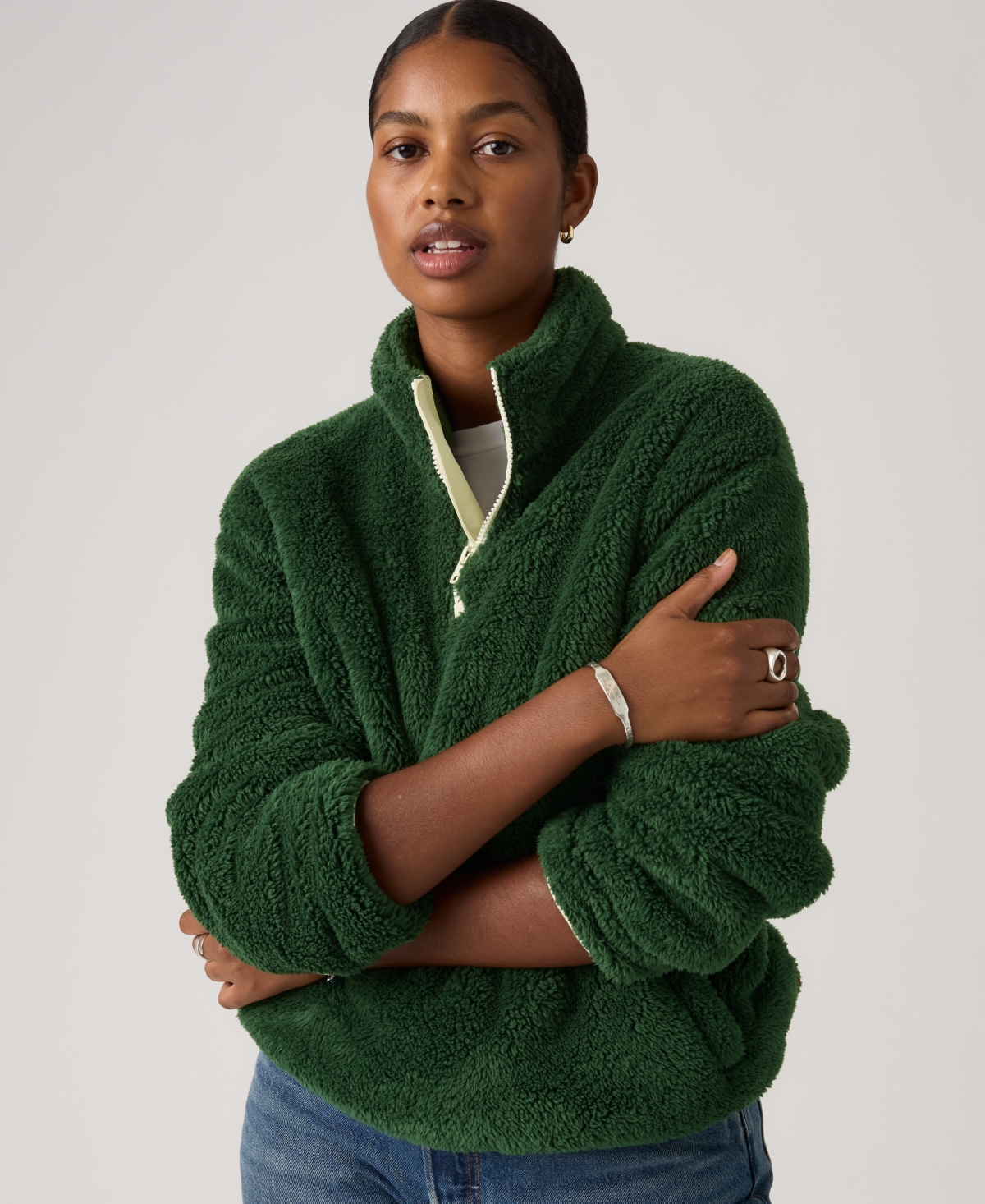 Levi's Women's Gemma Quarter-zip Sweatshirt In Green