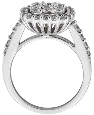 Diamond Cushion Shape Halo Cluster Ring (1-3/8 ct. t.w.) in 14k White Gold
