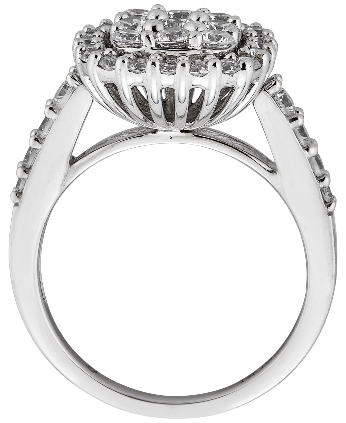 Macy's Diamond Cushion Shape Halo Cluster Ring (1-3/8 Ct. T.w.) In 14k White Gold In Metallic
