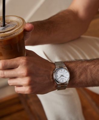 Men's Silver Stainless Steel Bracelet Watch 40mm