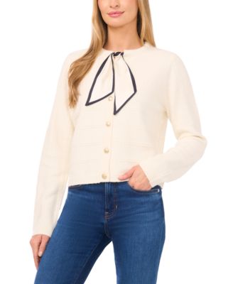 Women's Tie Scarf Long-Sleeve Cardigan Sweater