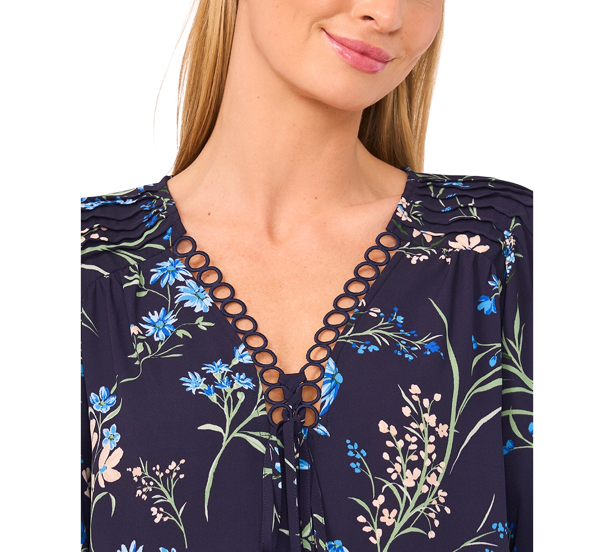 CeCe Women's V-Neck Long-Sleeve Top