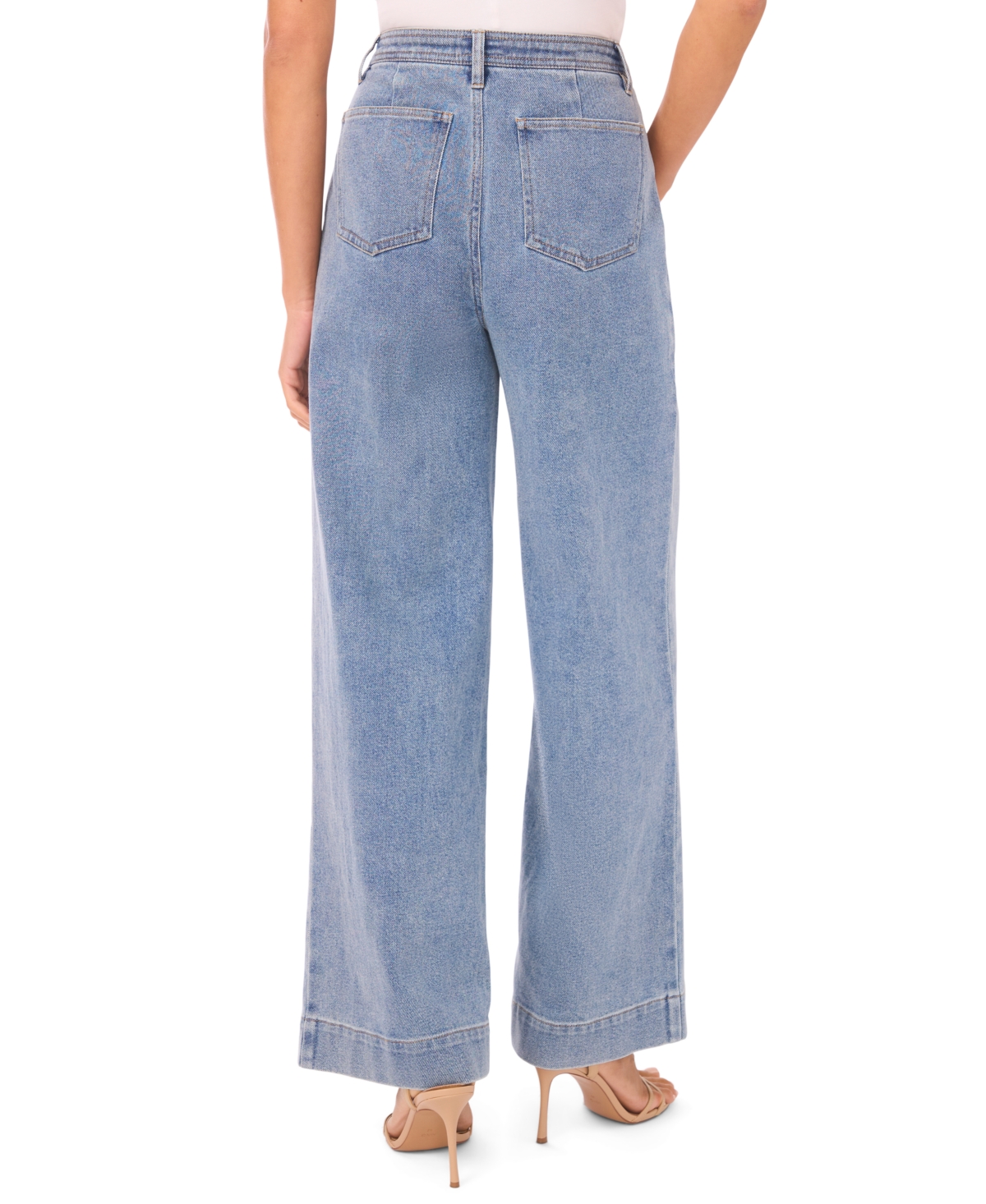 CeCe Women's Wide Leg Patch Pocket Jeans