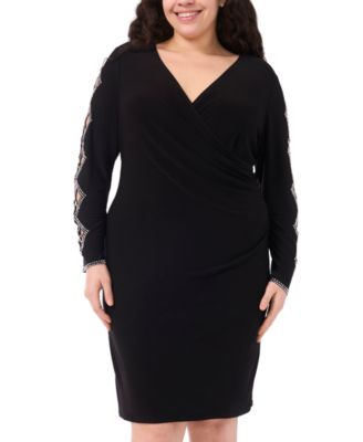 Plus Size Faraj Sleeve Faux Wrap V-Neck Dress