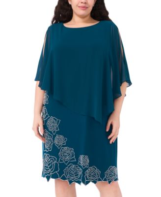 Plus Size Side Drape Overlay A-Line Dress