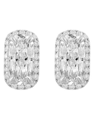 Certified Lab Grown Cushion Cut Diamond Stud Earrings (1-3/4 ct. t.w.) in 14k White Gold