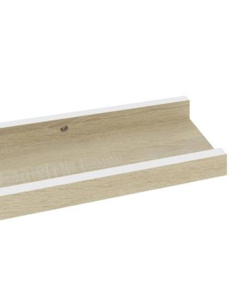 Wall Shelf Set of 2 White and Sonoma Oak MDF 23.6in long