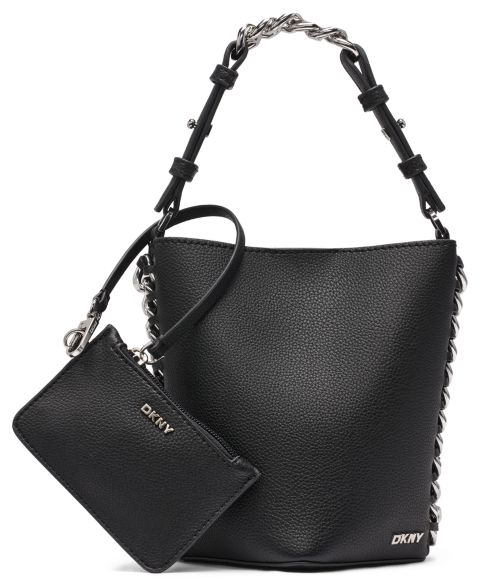 Женская сумка DKNY Riona Small Bucket, цвет: Чёрный / Серебряный