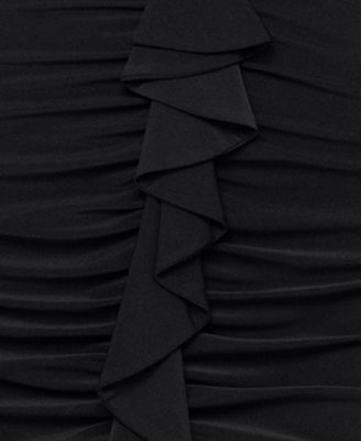 Women's V-Neck Ruched Asymmetrical Hemline Long Dress