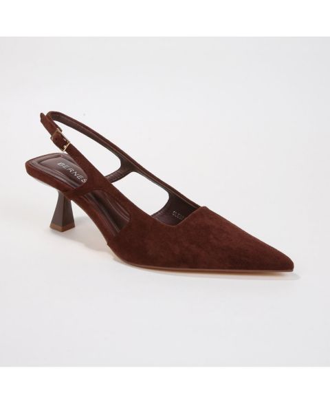 Женские туфли BERNESS Cleopatra Faux Suede Slingback Kitten Heels, цвет: Чёрный