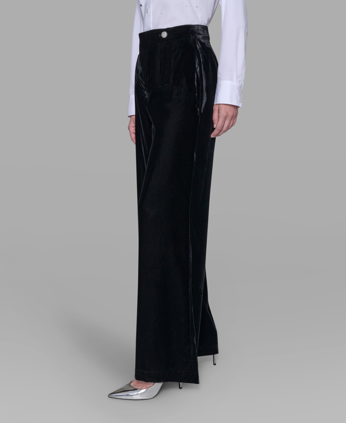Karl Lagerfeld Women's October Fashion Wide-leg Velvet Pants In Black