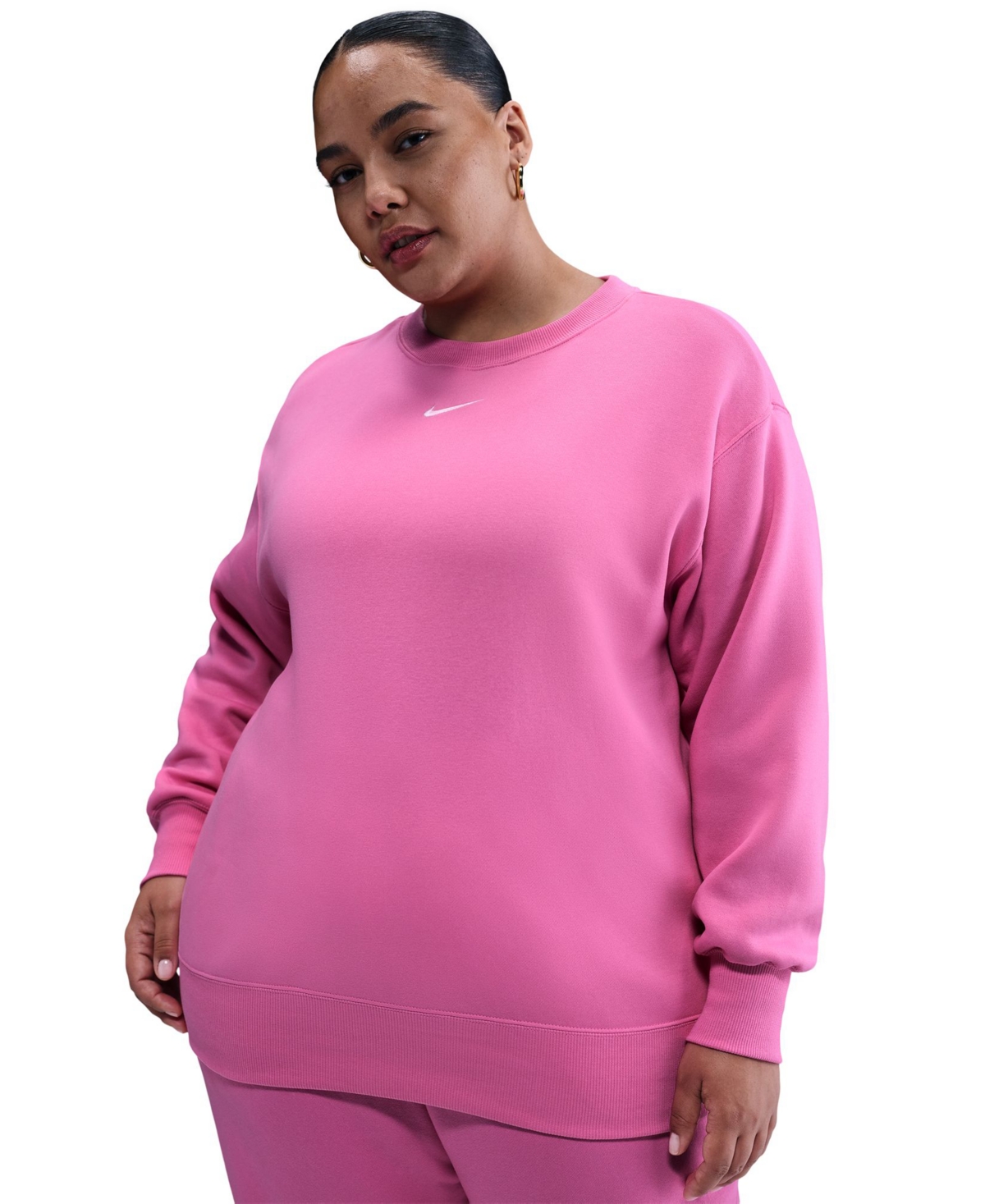 Nike Women's  Sportswear Phoenix Fleece Oversized Crew-neck Sweatshirt (plus Size) In Pink