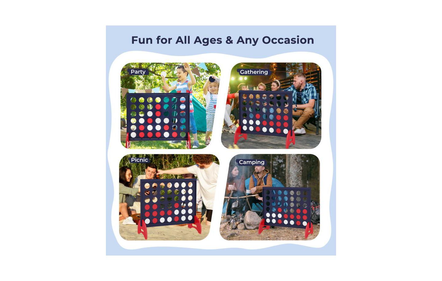 Детские игрушки Boyel Living Giant 4-in-a-row Game Set Wooden Jumbo 4-to-Score Game with Carrying Bag, цвет: Синий — фото 8