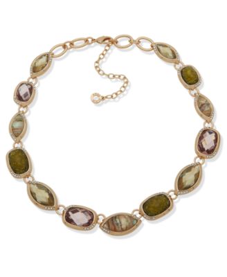Anne Klein - Gold Tone Multiface Bezel Stone Necklace