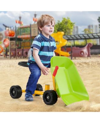 Kids Ride-On Sand Dumper Outdoor Sandbox Toy w/ Controllable Shovel & 4 Wheels