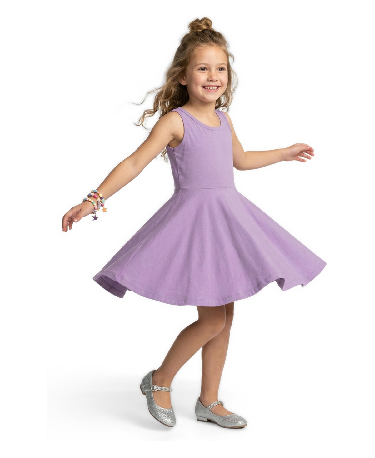 Mightly Girls Fair Trade Organic Cotton Solid Sleeveless Twirl Dress