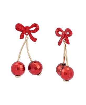 Faux Stone Love Spell Bow Cherry Drop Earrings