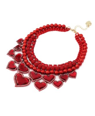 Faux Stone Love Spell Heart Layered Bib Necklace