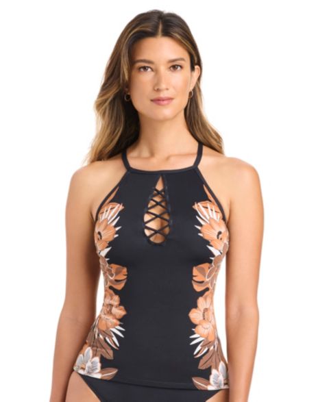 Женские купальники Bleu by Rod Beattie Women's Moddy Blooms Hi-Neck Tankini